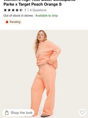 Parke Wide-Leg High-Rise Sweatpants in Peach Orange
